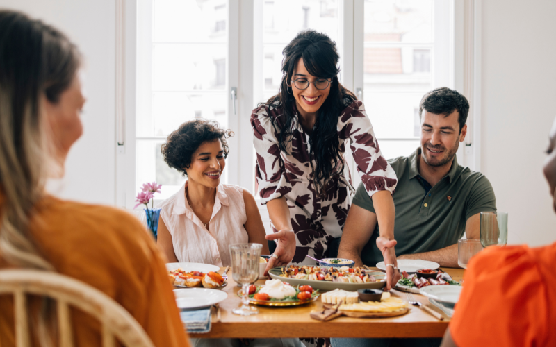 Friends and family sharing a meal