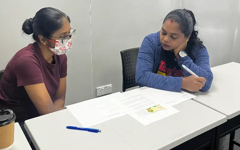 Hema Letchamanan (left) during the teaching training session
