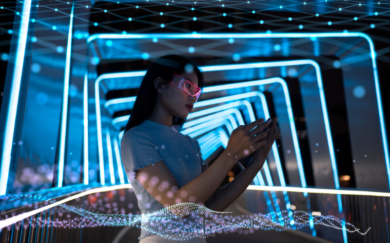 Woman with technology