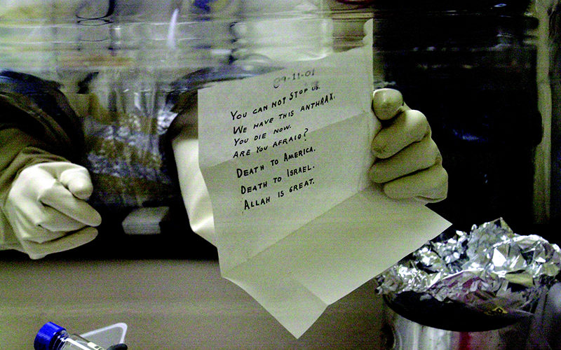 Image of Anthrax Letter Sent to Senator Leahy