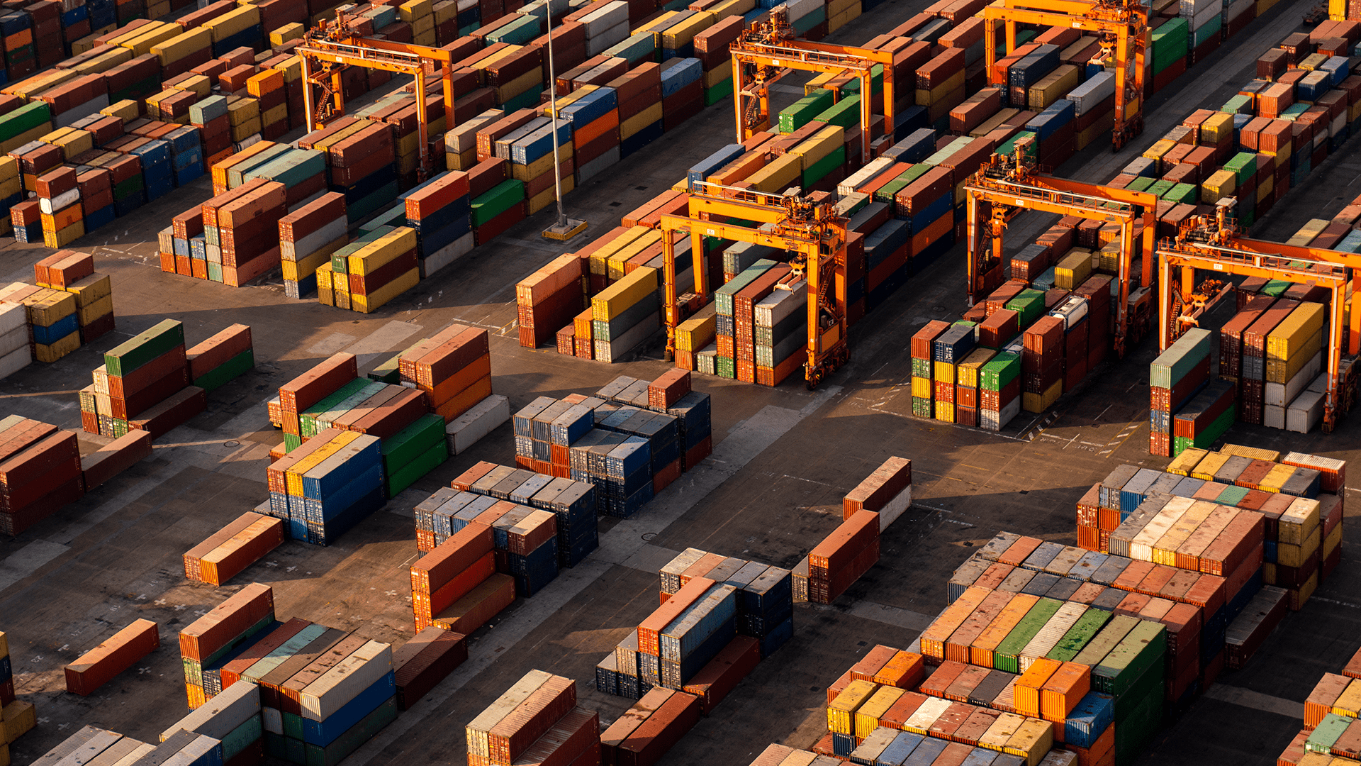 Containers waiting in port