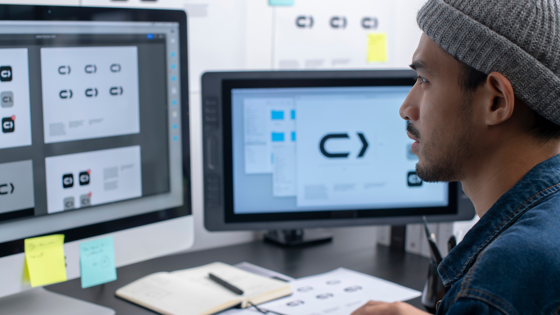 person designing a digital asset