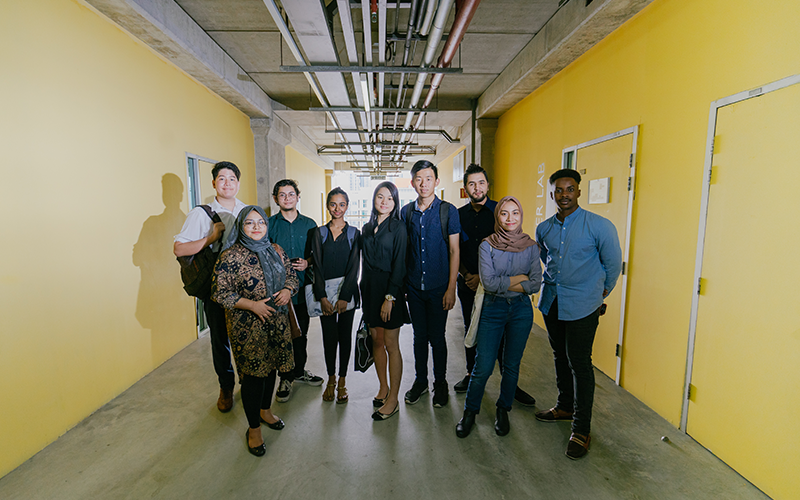 Group of computer science student outside the lab