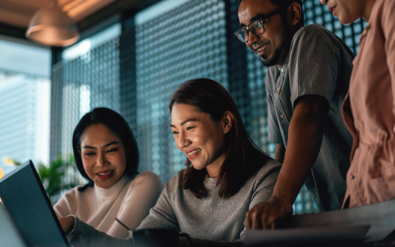 Group of students working on the project