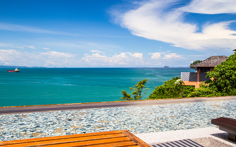 Swimming pool near the sea in Cape Panwa Phuket, Thailand