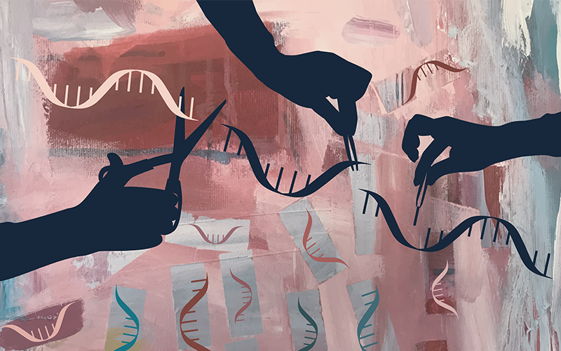 Abstract vector background depicting genetic engineering DNA concept.