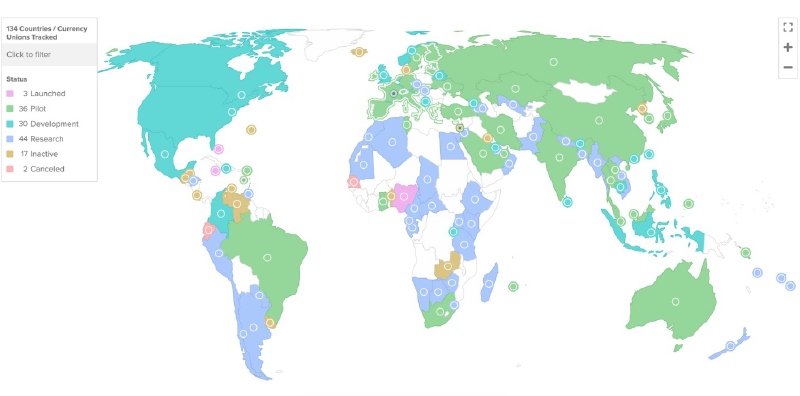 Screenshot taken from Atlantic Council CBDC Tracker