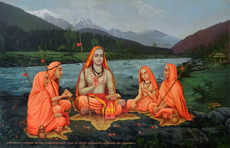 Painting of Adi Shankaracharya with disciples