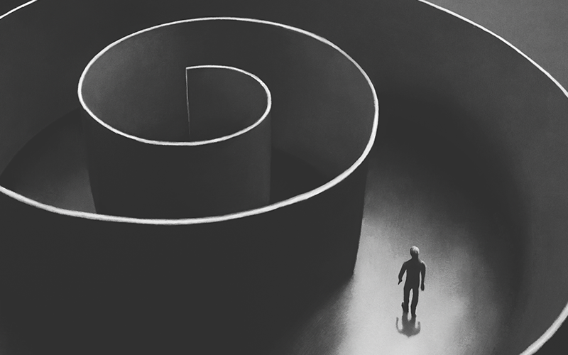 Abstract image showing a man in a maze