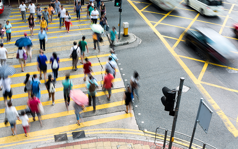 Passenger walking pass the traffics