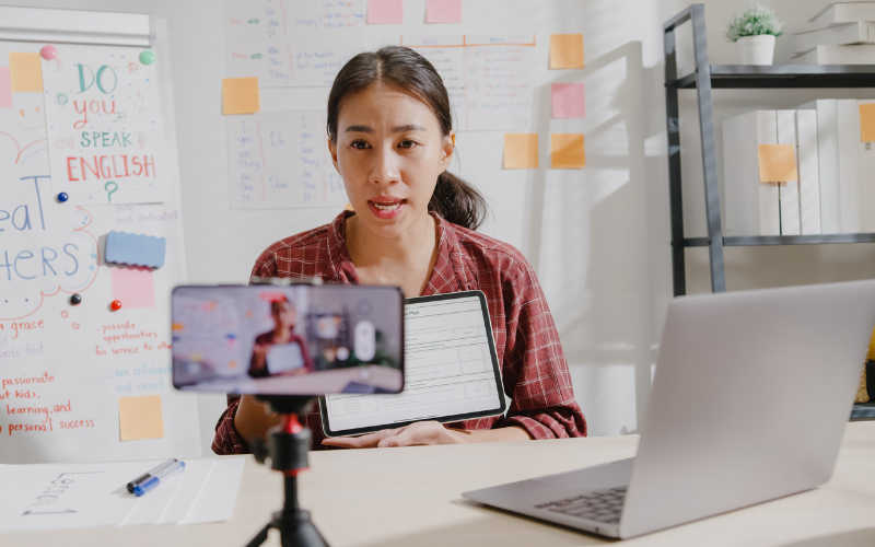 woman doing a livestream