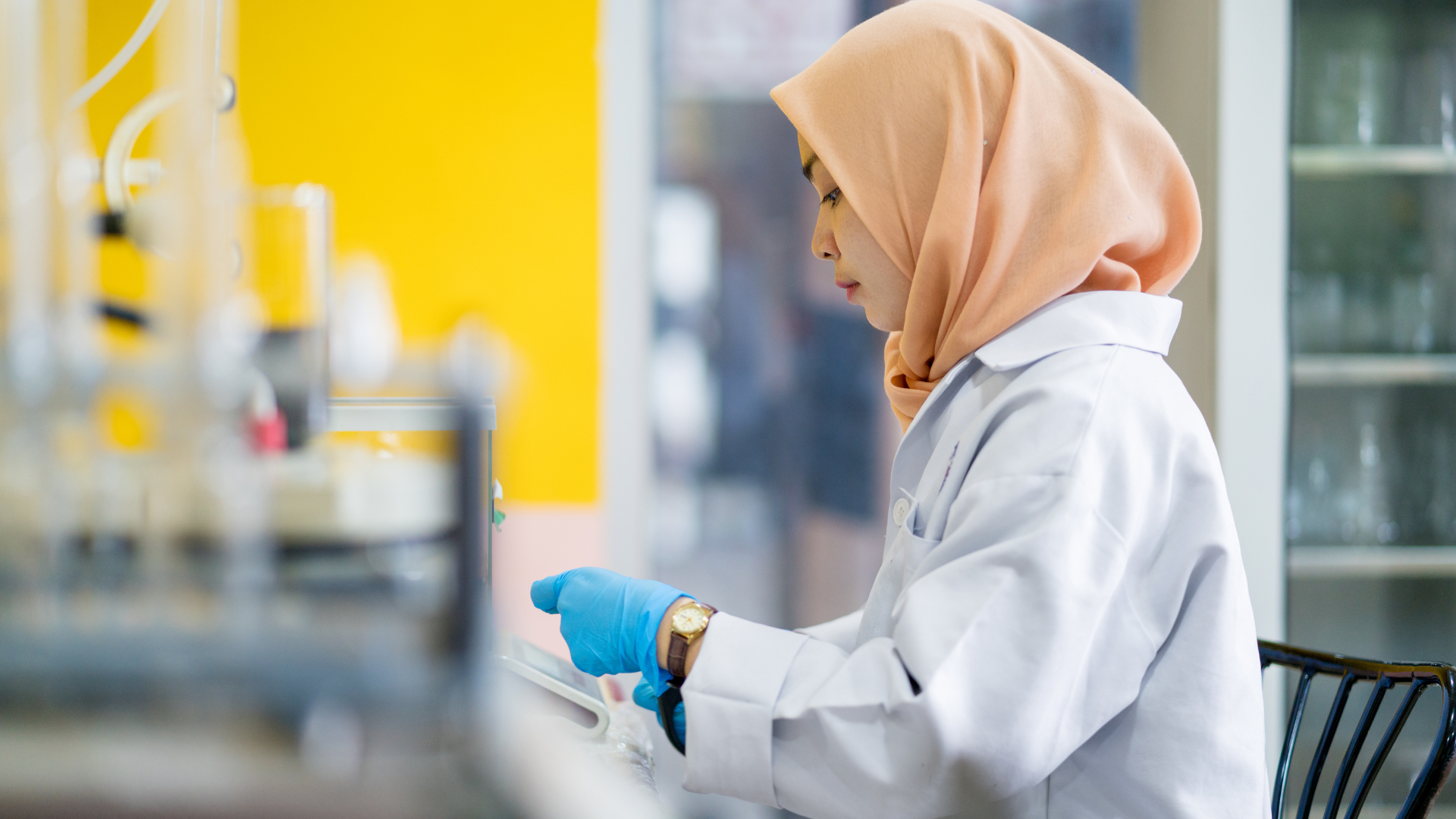 muslim phara scientist conducting tests