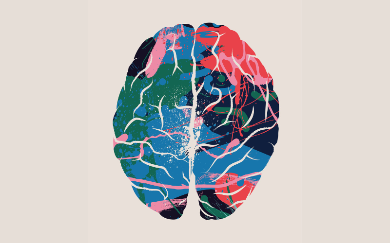 Abstract art of a colourful brain
