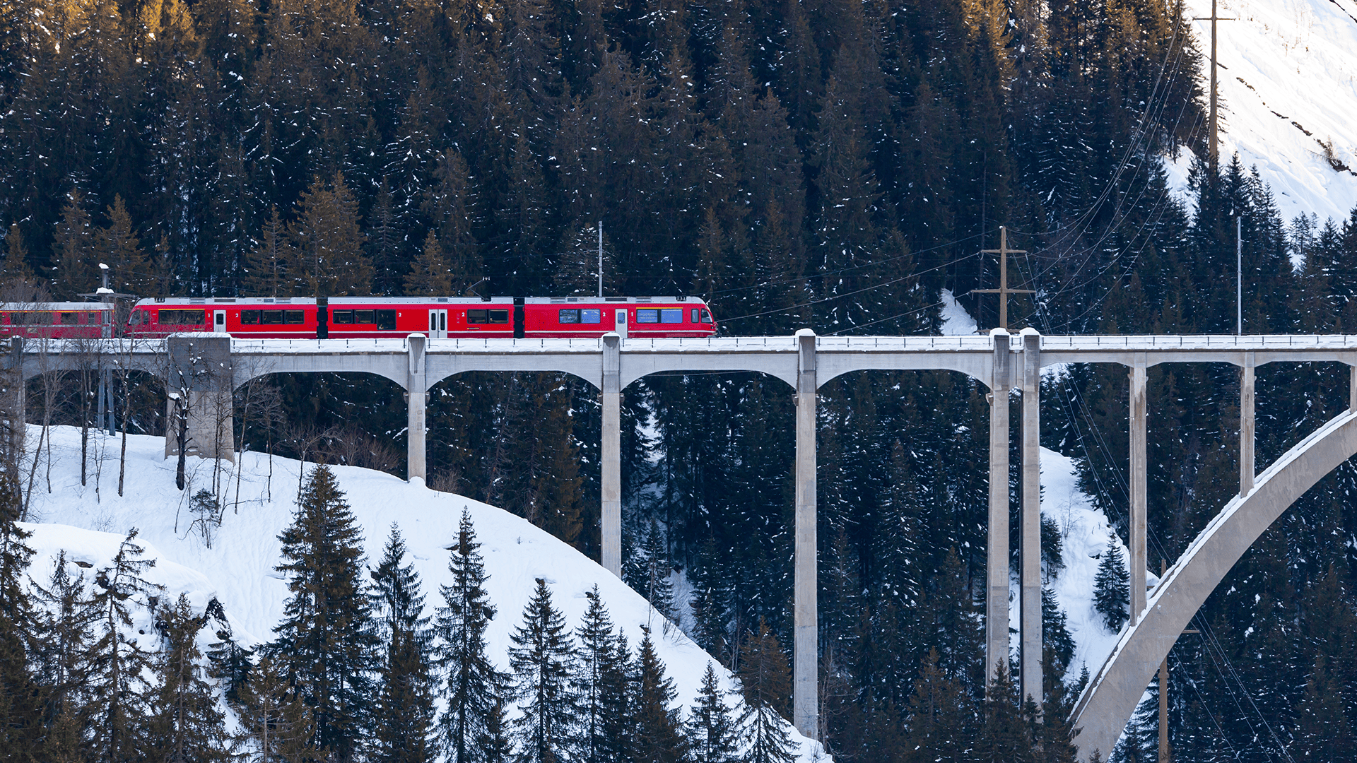Red Express in the Landwasser Viaduct Photo, Filisur Switzerland