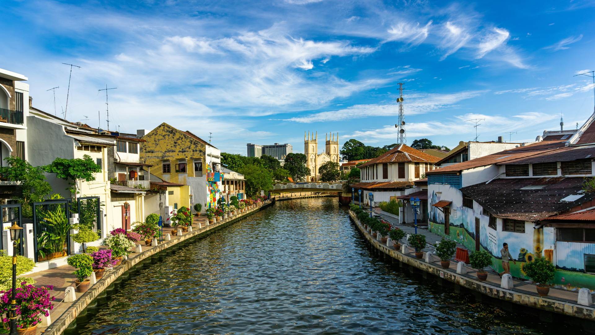 A vibrant riverside scene in Melaka