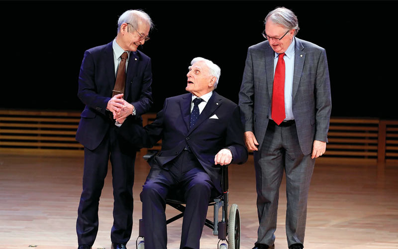 From left to right: Akira Yoshino, John Goodenough, and M. Stanley Whittingham