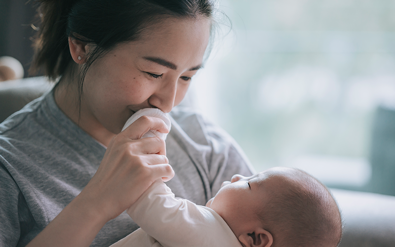 Asian mum and baby