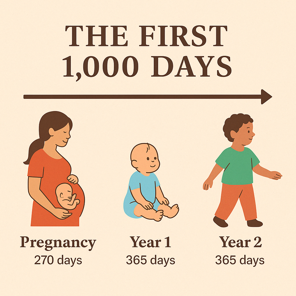 Illustration showing the first 1000 days for a child