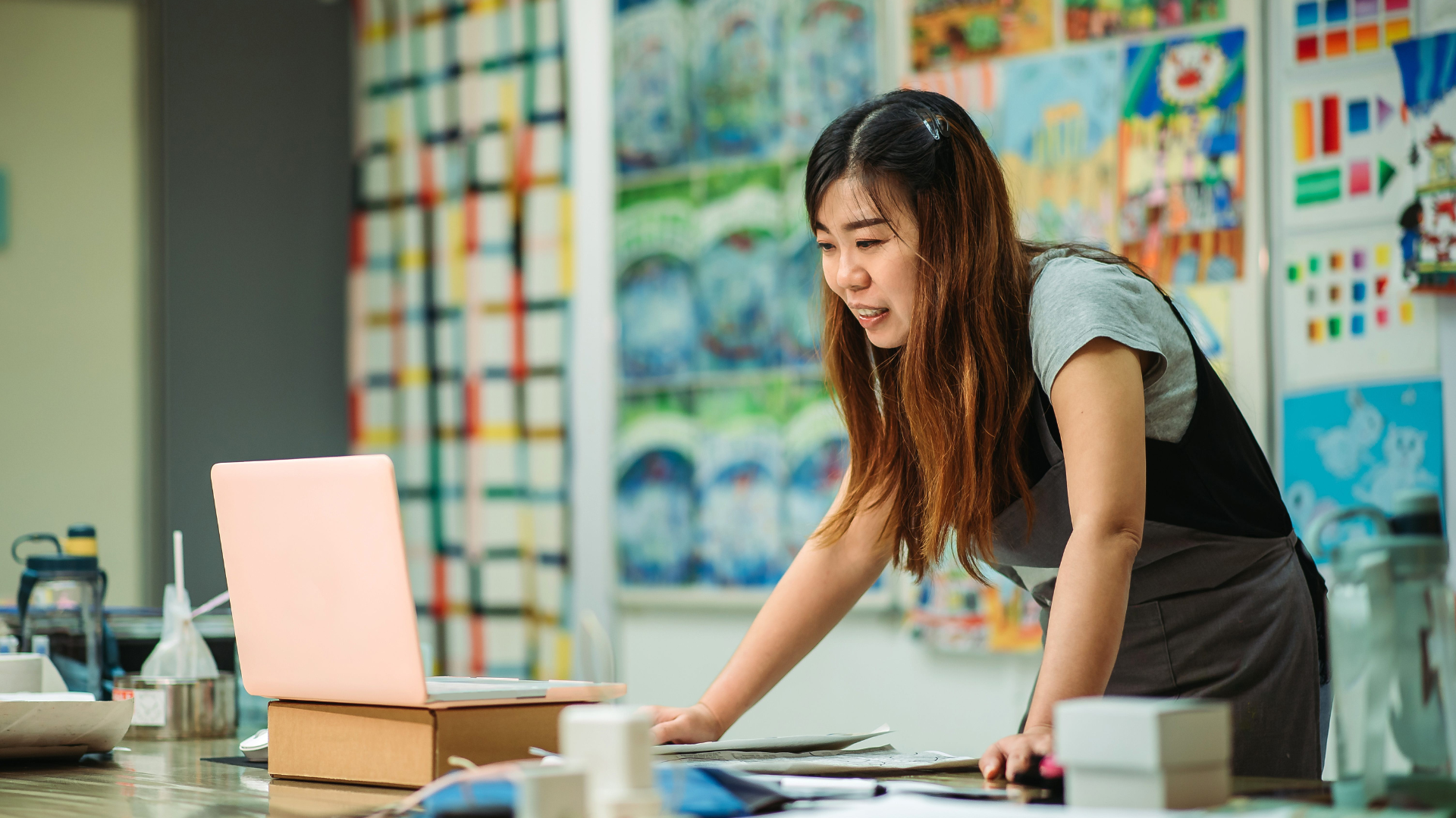 woman working in her creative studio