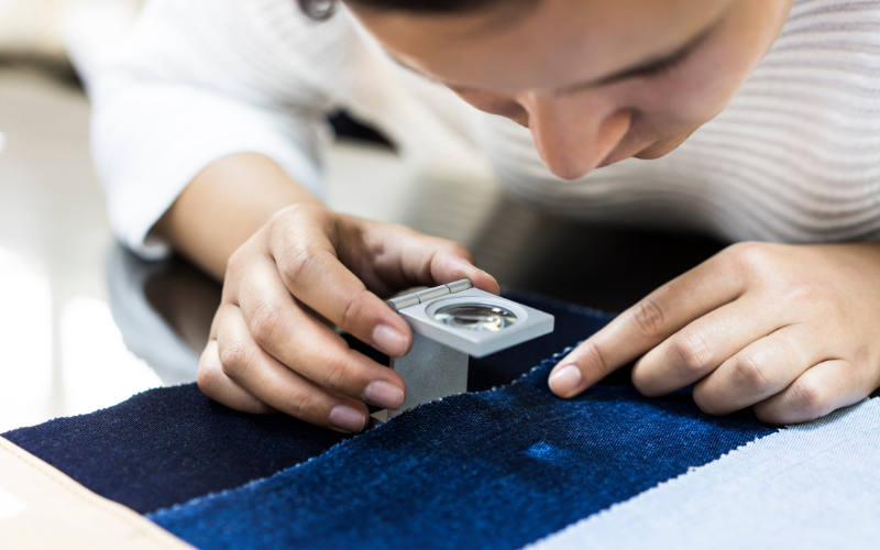 man working on a fabric choice