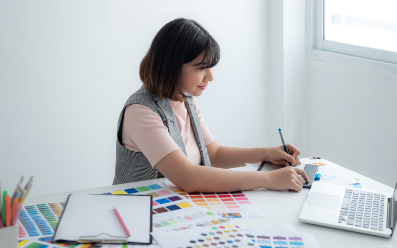 designer working on a colour palette