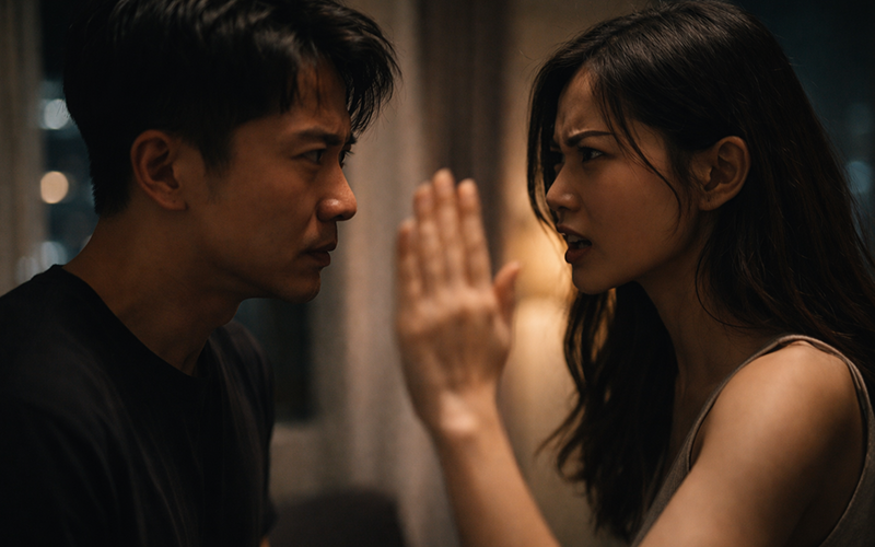 A women that was going to slap the cheating boyfriend