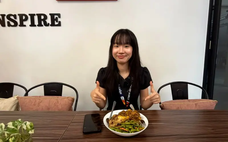 Zhi Xuan during a meal break at the Alpro NextGen Programme