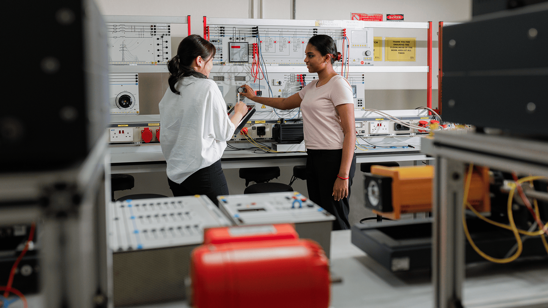 Taylor's Electrical and Electronic Engineering student in the lab