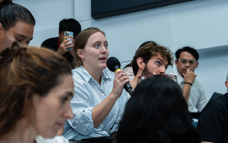 Taylor's master of education student participating in the conference