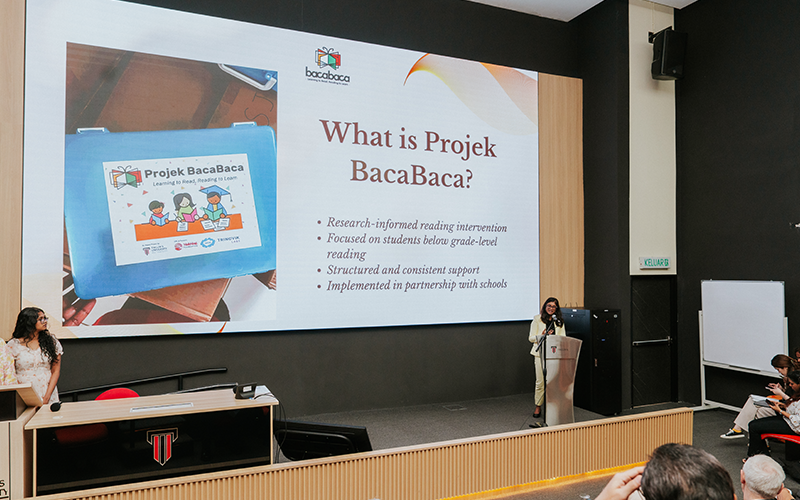 Hema Letchamanan, Project Leader of Projek BacaBaca and Senior Lecturer, School of Education, Taylor’s University, sharing a presentation on the progress and impact of Projek BacaBaca on early literacy.