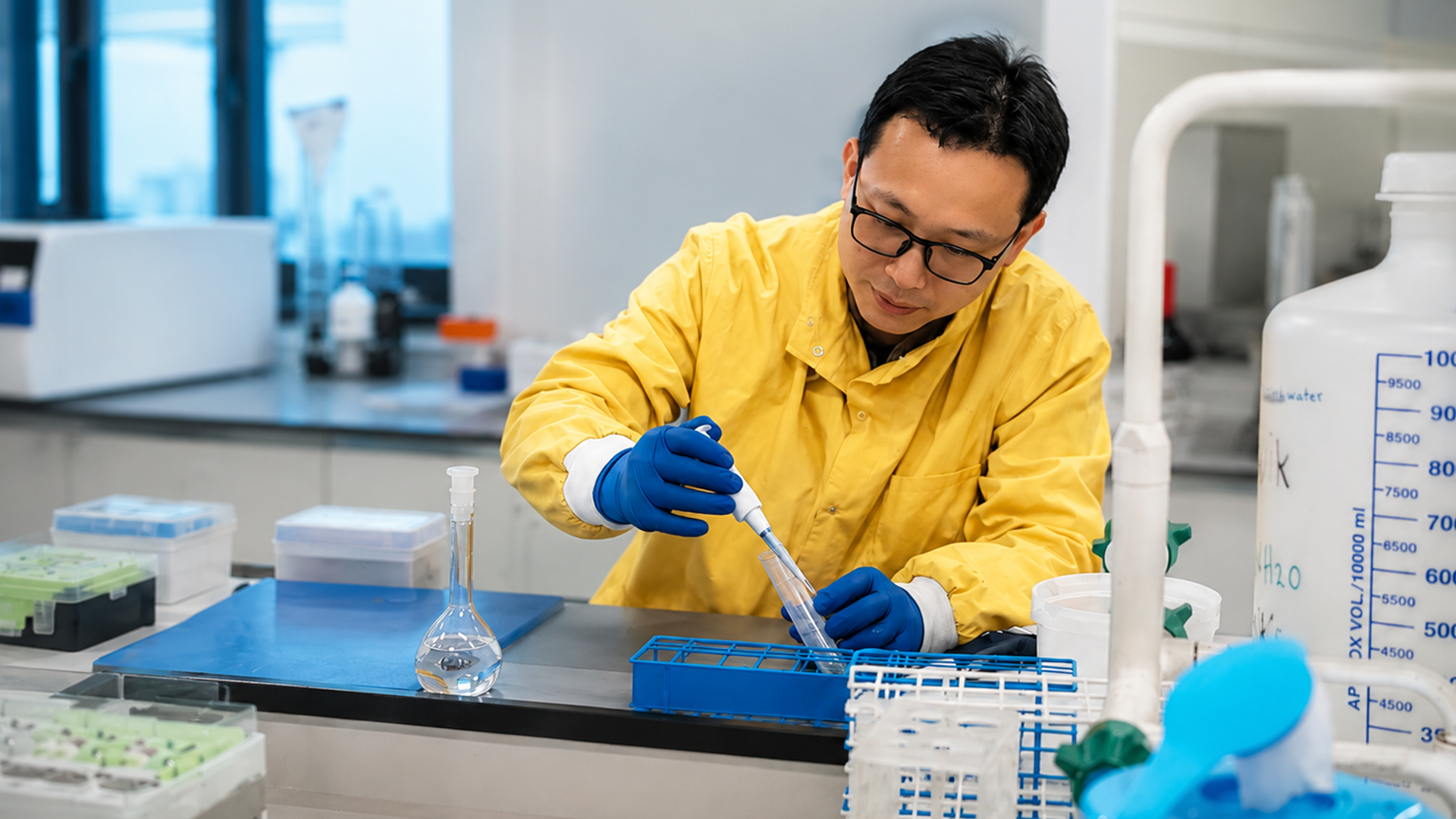 Dr  Foo Jhi Biau working in the lab