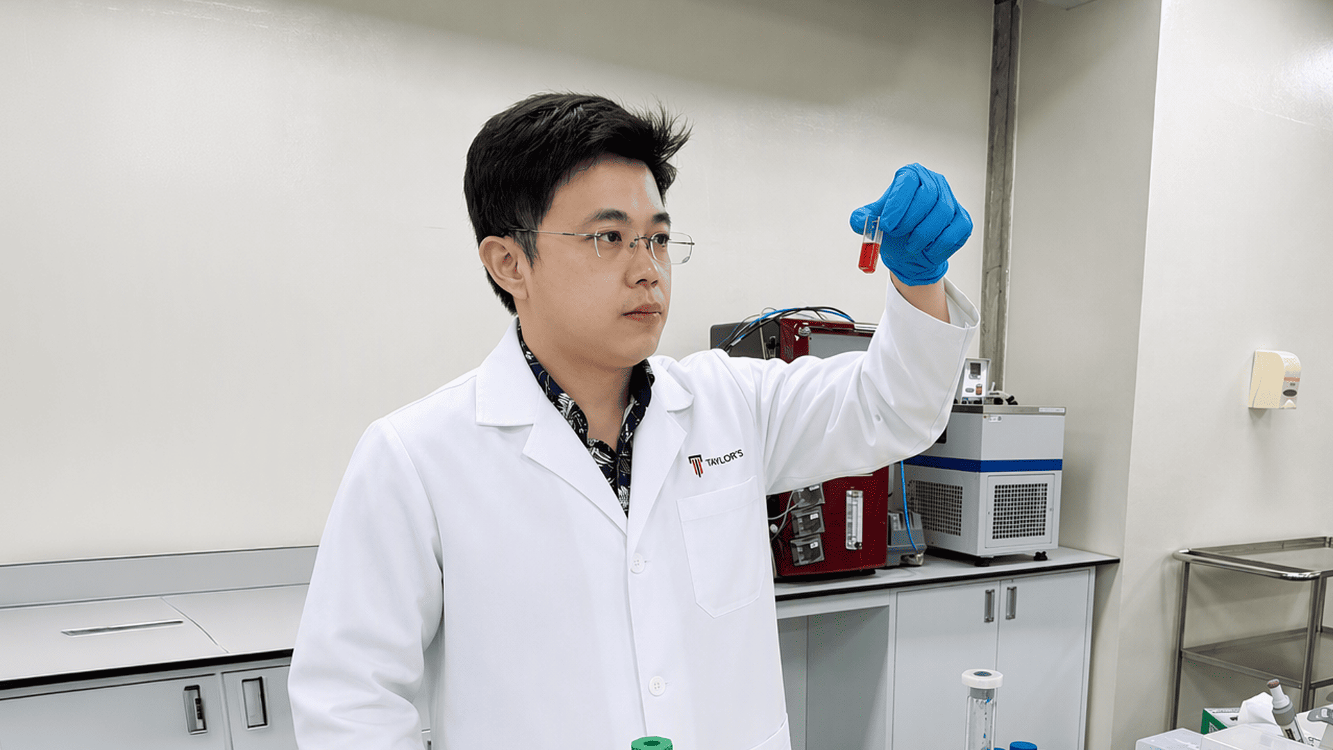 Ir Ts Dr Low Jiun Hor in the lab