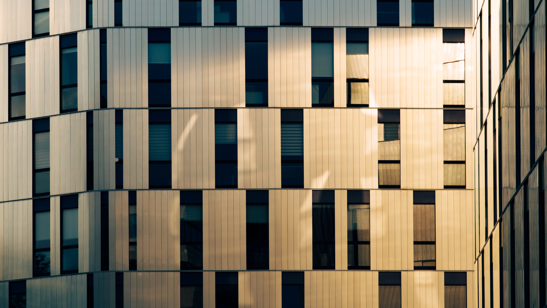 Modern building facade featuring vertical panels