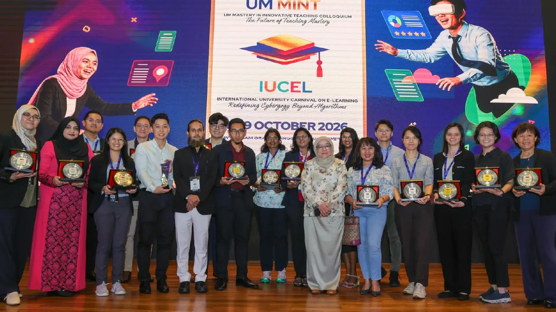 Taylor's University's IUCEL 2026 winners on stage with their awards