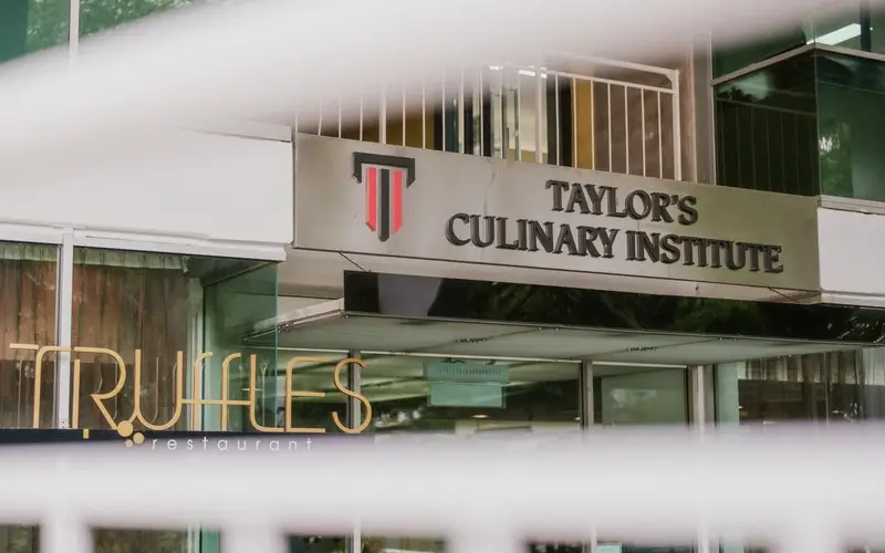 The Taylor's Culinary Institute sign above the entrance to Truffles restaurant