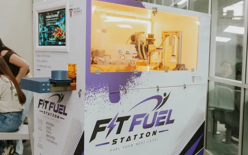 The FitFuel Station prototype on display at the lecture