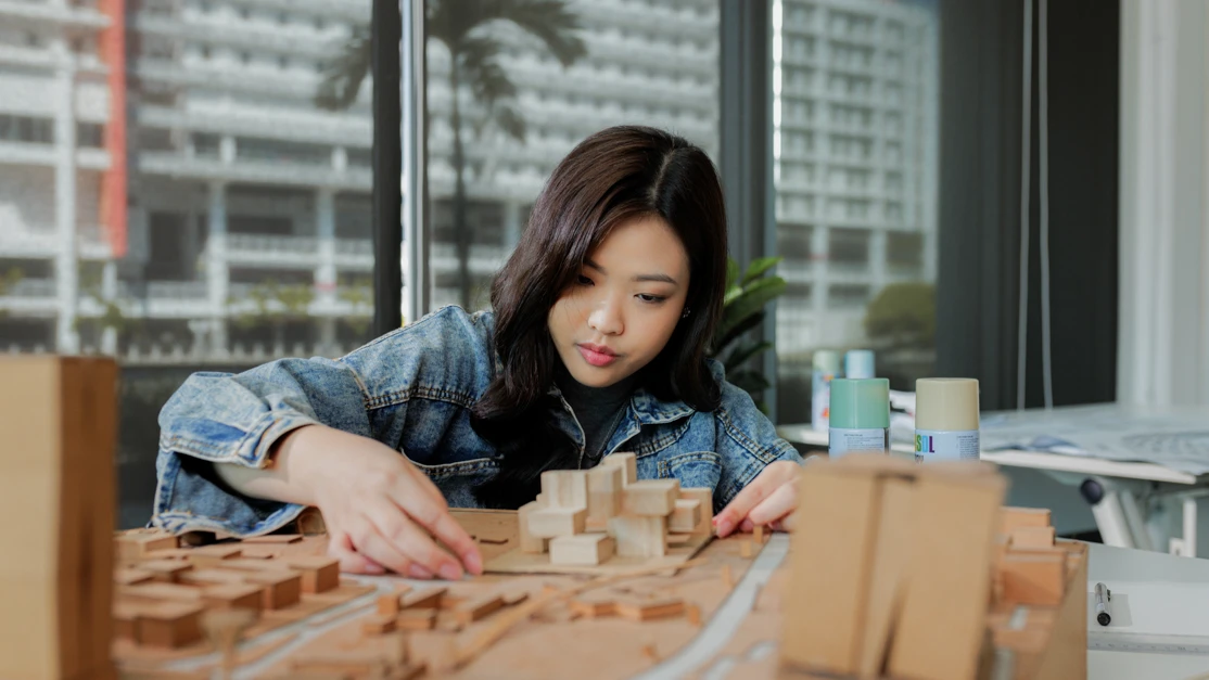 Taylor's architecture student working on the prototype of the project