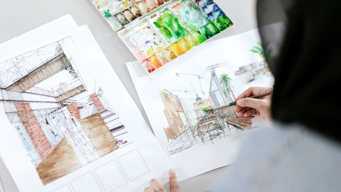 Taylor's architecture student sketching the design of the building