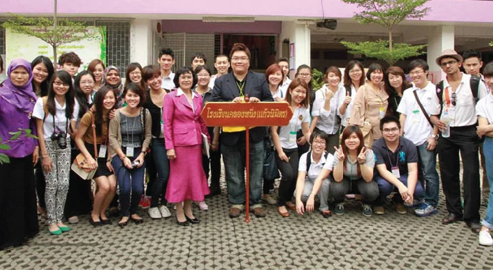 Taylor's Business school students taking group photos