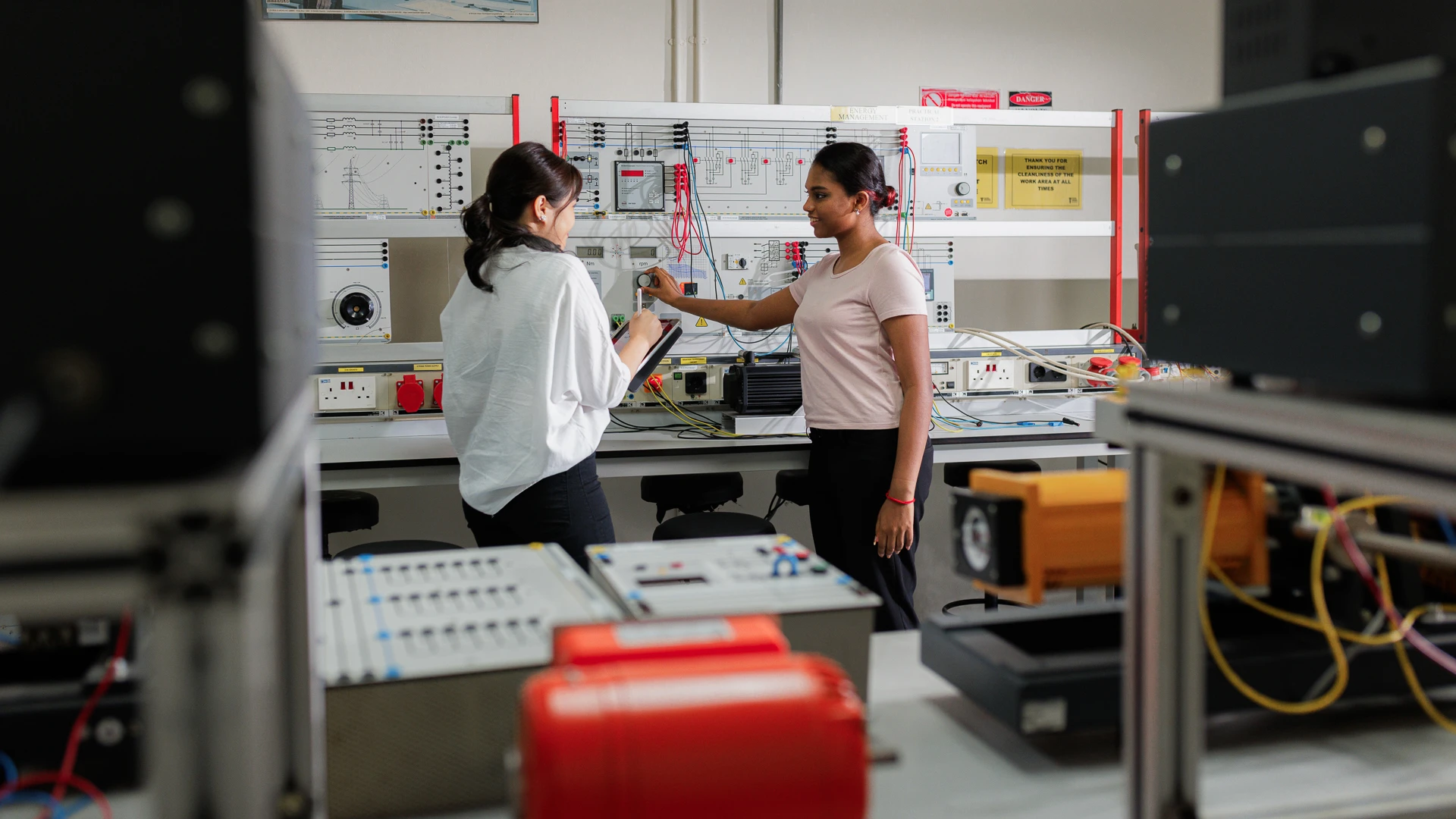 Taylor's engineering students in the engineering lab