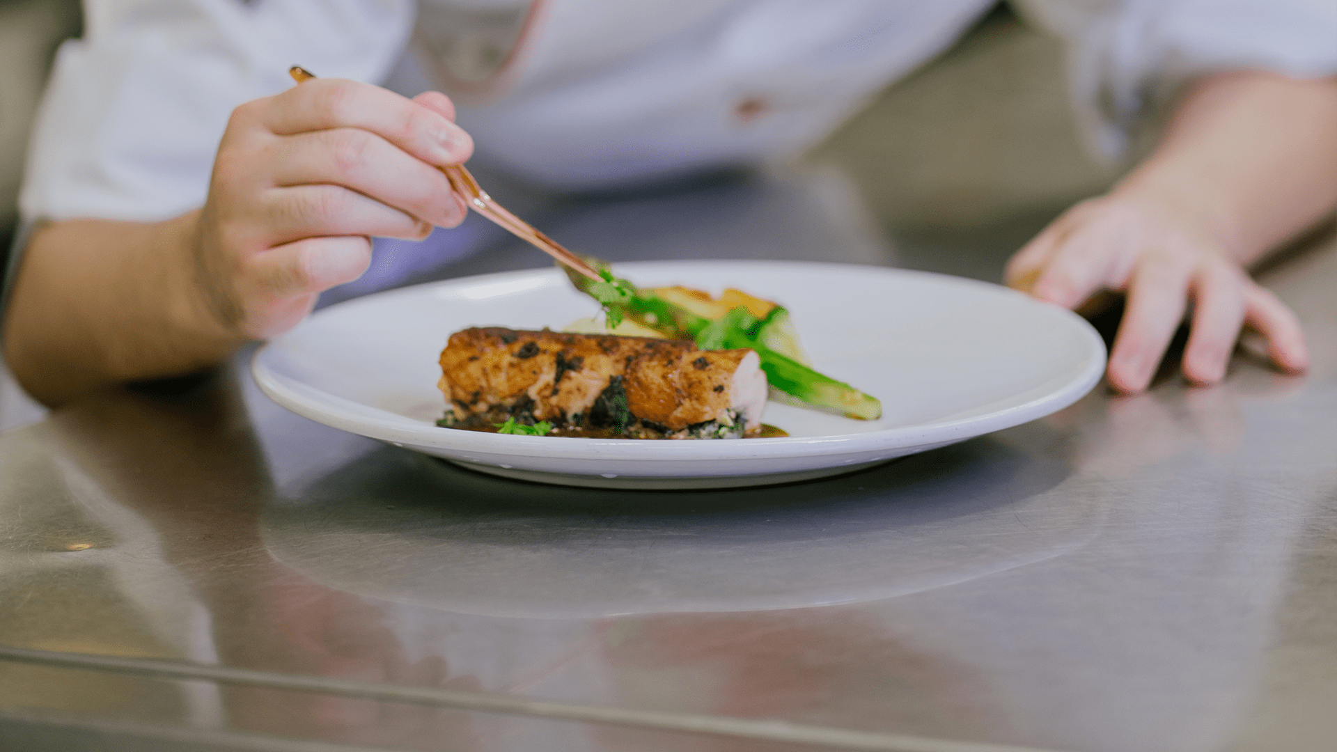 Taylor's culinary institute student preparing the ingredient for the dishes
