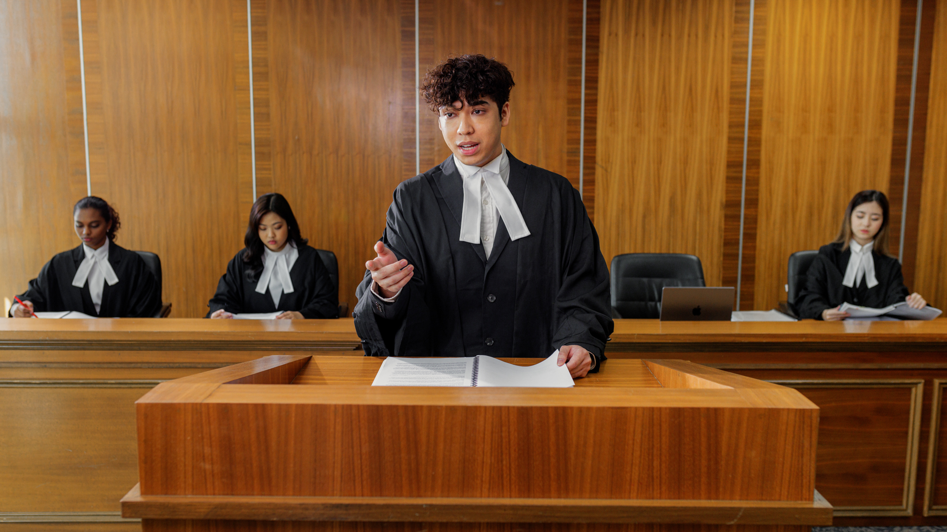 Taylor’s law student during a mock courtroom session