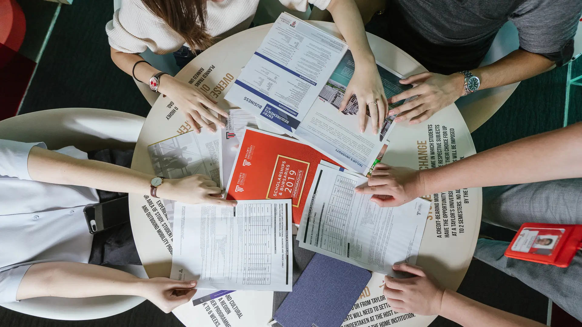 Top view of the application documents for medical students