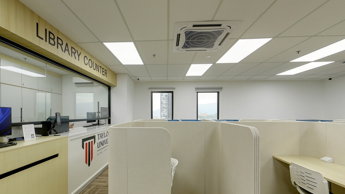 Library counter and study carrels at Taylor’s Clinical School