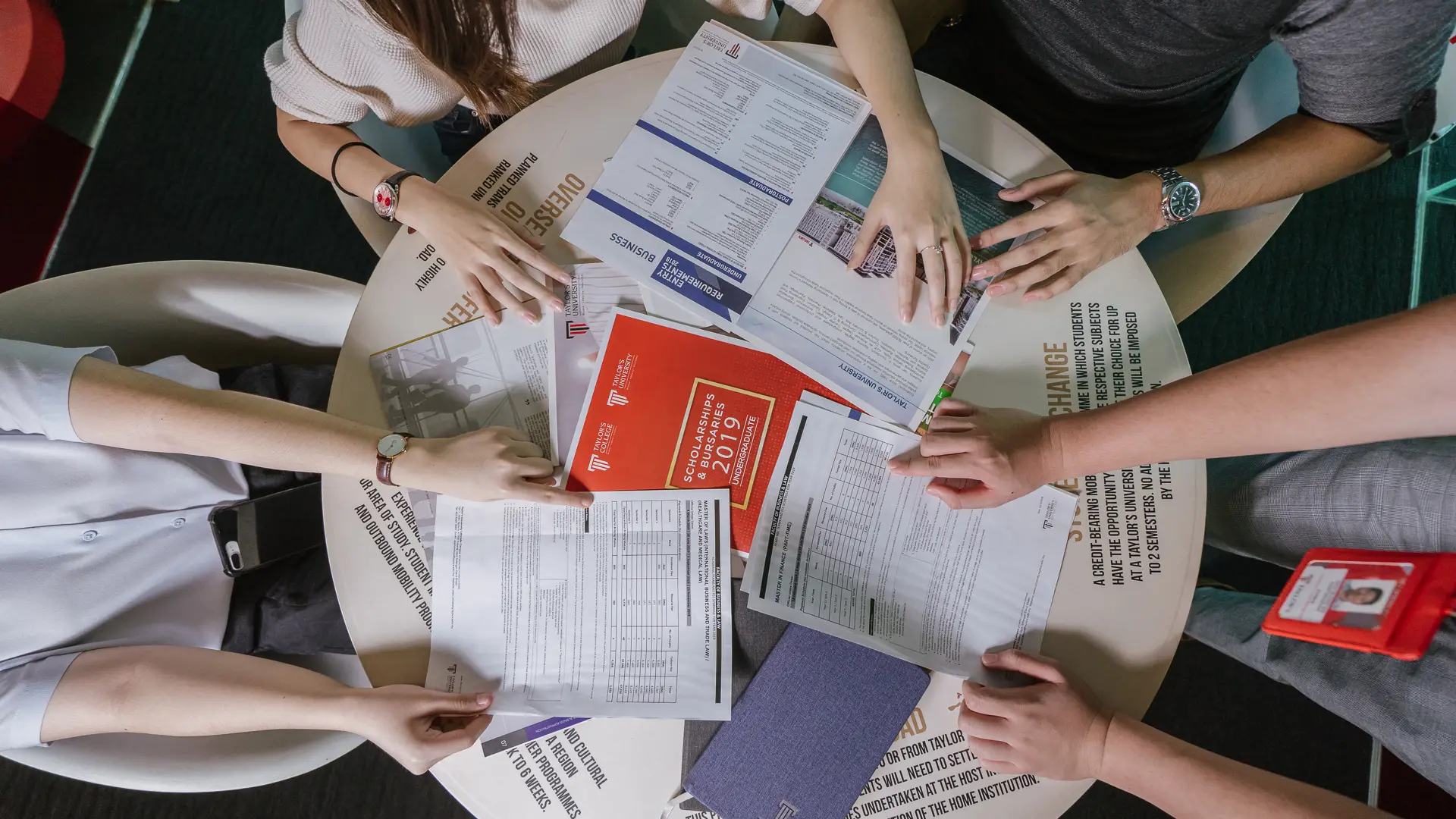 Top view of the application documents for pharmacy students