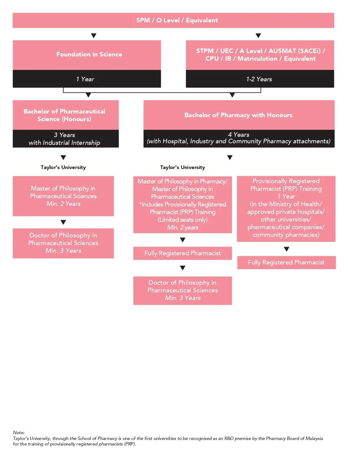 A chart showing the education pathway for Education Degree