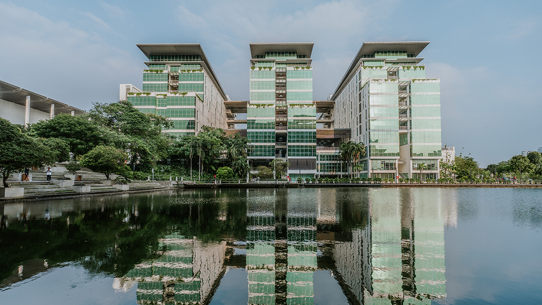 Taylor's academic blocks facing the lake