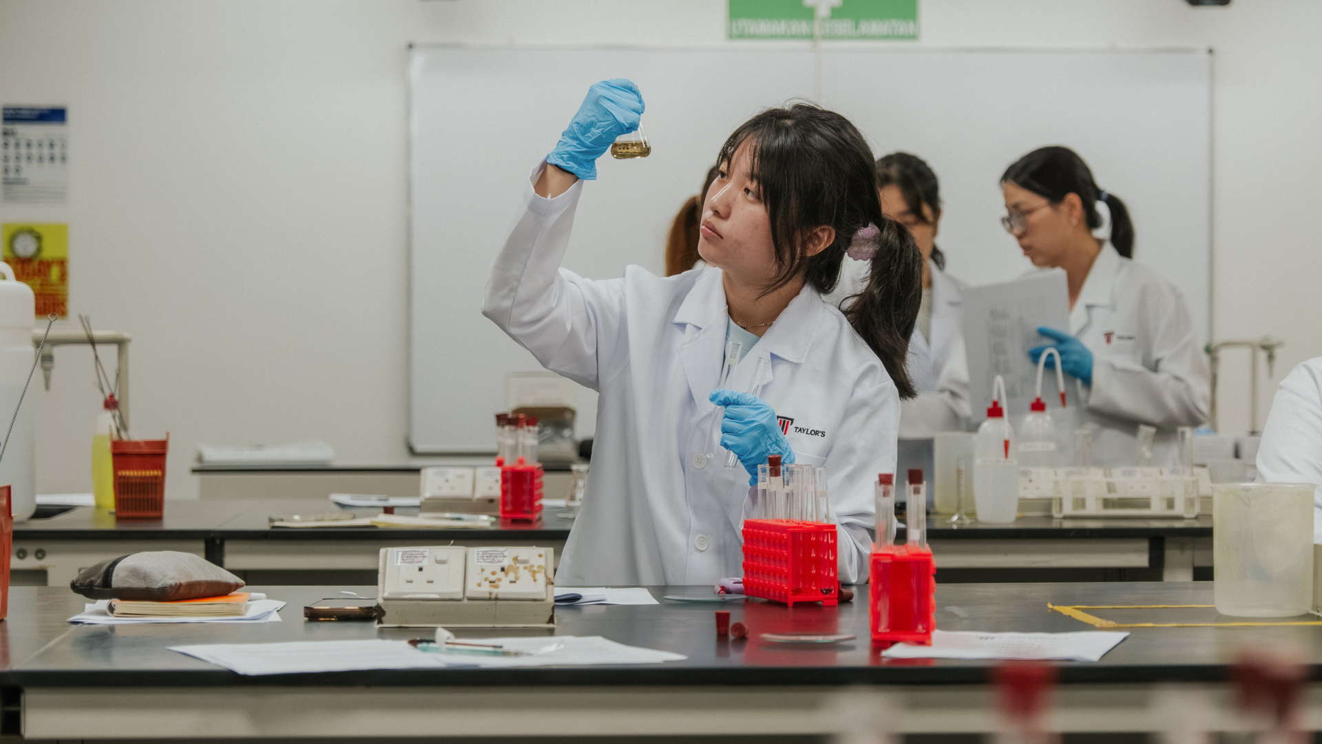 Culinology student conducting food science experiments